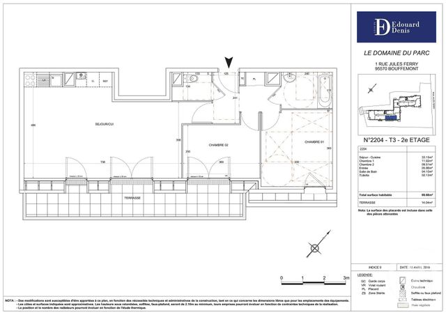 Appartement F3 à louer - 3 pièces - 66.66 m2 - BOUFFEMONT - 95 - ILE-DE-FRANCE - Century 21 Osmose